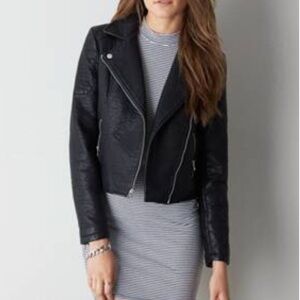 AEO 🦅 Quilted Vegan Leather Moto Jacket